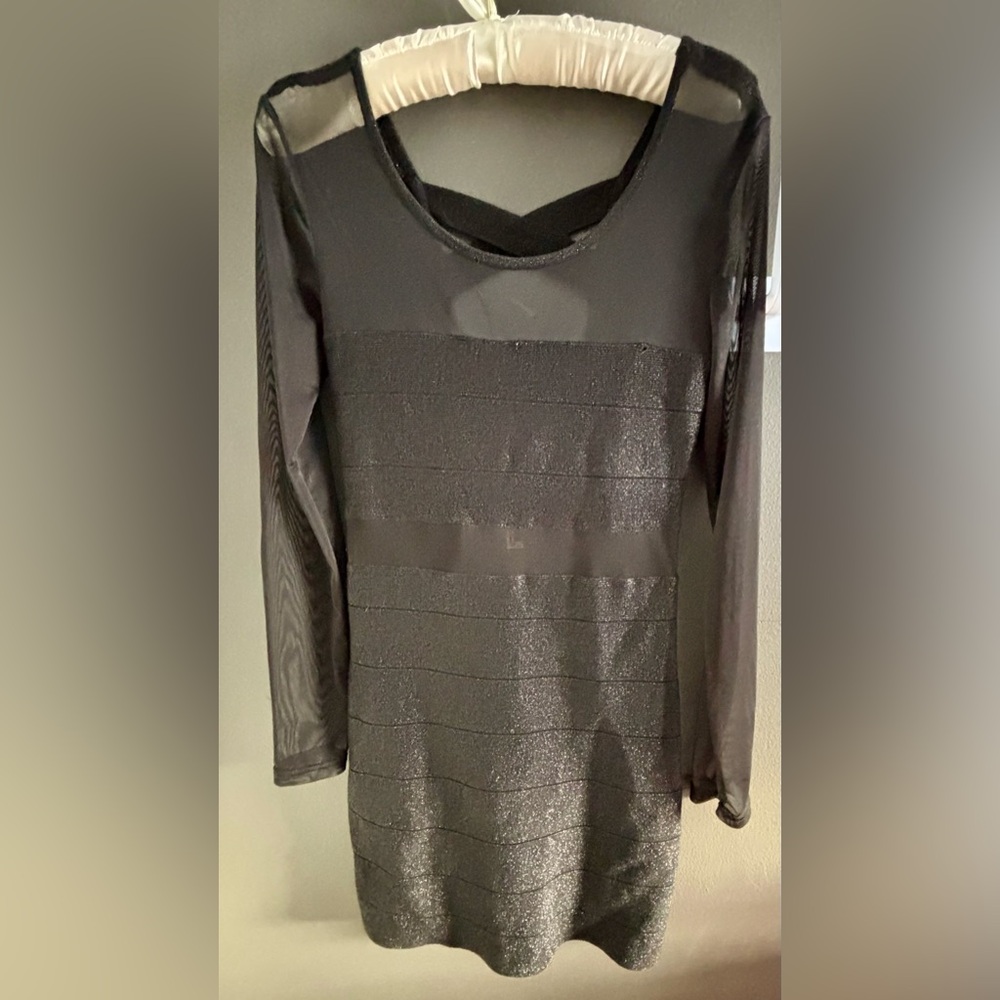 Forever 21 Black Shimmer see-thru dress LARGE